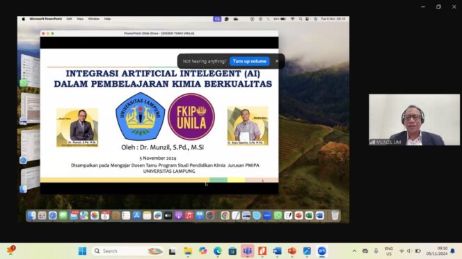 
					Mengajar Dosen Tamu : Integrasi Artificial Intelligence dalam Pendidikan Kimia