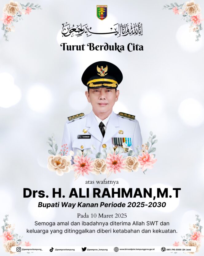 
					Bupati Way Kanan Ali Rahman Tutup Usia di RSUDAM