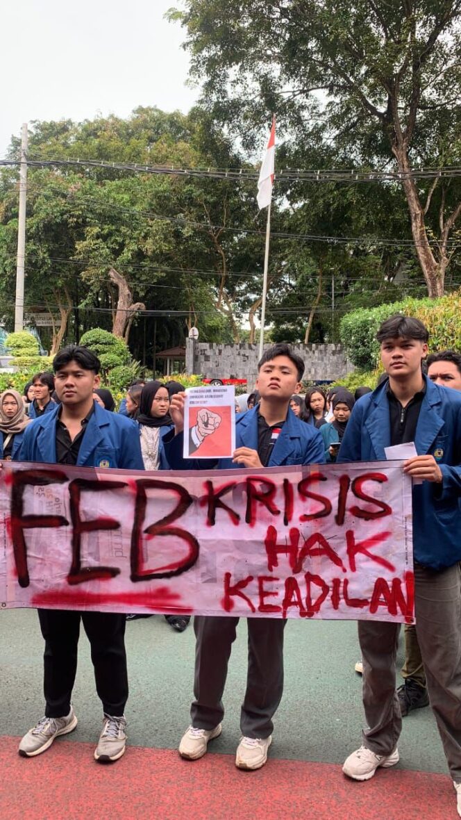 
					Dekan FEB Unila Diduga Bungkam Kasus Kekerasan dan Pelanggaran Etik Ormawa, Mahasiswa Gelar Aksi