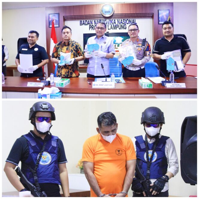 
					BNNP Lampung Gagalkan Peredaran Narkotika Jenis Sabu 2Kg Jaringan Aceh