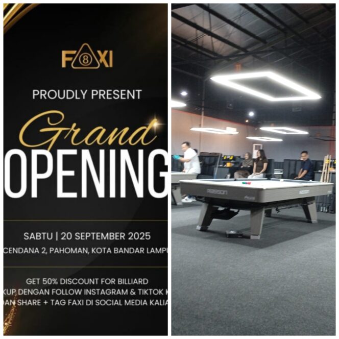 
					Resmi Dibuka, Faxi Billiar And Coffee di Harap Bisa Menjadi Wadah Binaan Para Atlet Lampung