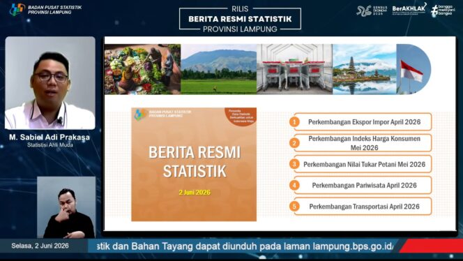 
					Neraca Perdagangan Luar Negeri Lampung April 2026 CetakSurplus US$332,19 Juta