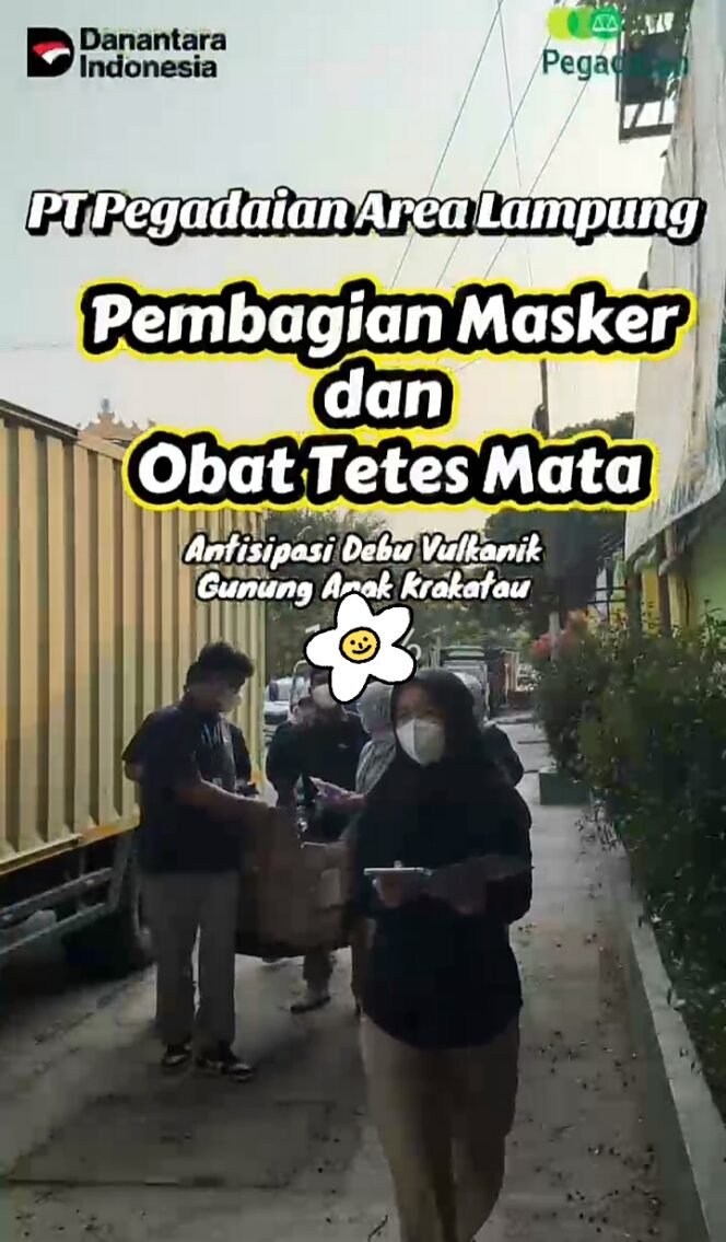 
					PT Pegadaian (Persero) Area Lampung Bagikan Masker dan Obat Tetes Mata, Antisipasi Debu Vulkanik GAK